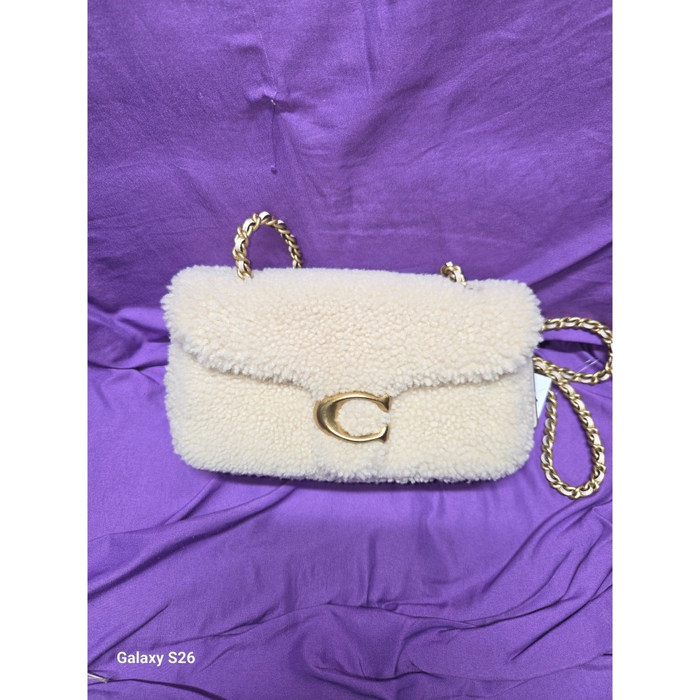 40. Coach Pillow Madison Shoulder Bag Cream Shearling Gold Hardware